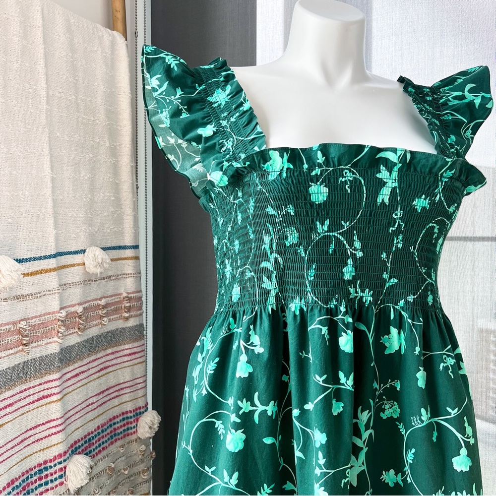 Hill House The Nap Alikah Green Green Botanical Sleeveless Midi Dress Women’s XL - Picture 2 of 8